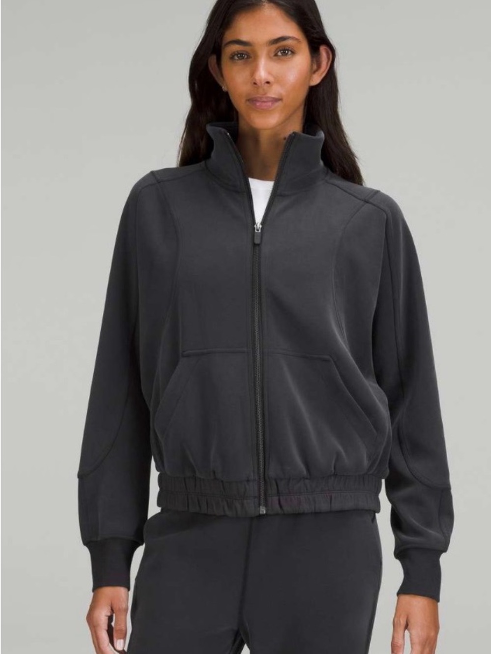 lululemon brushed softstreme funnel neck zip up Charcoal NWT Jacket SIZE 8